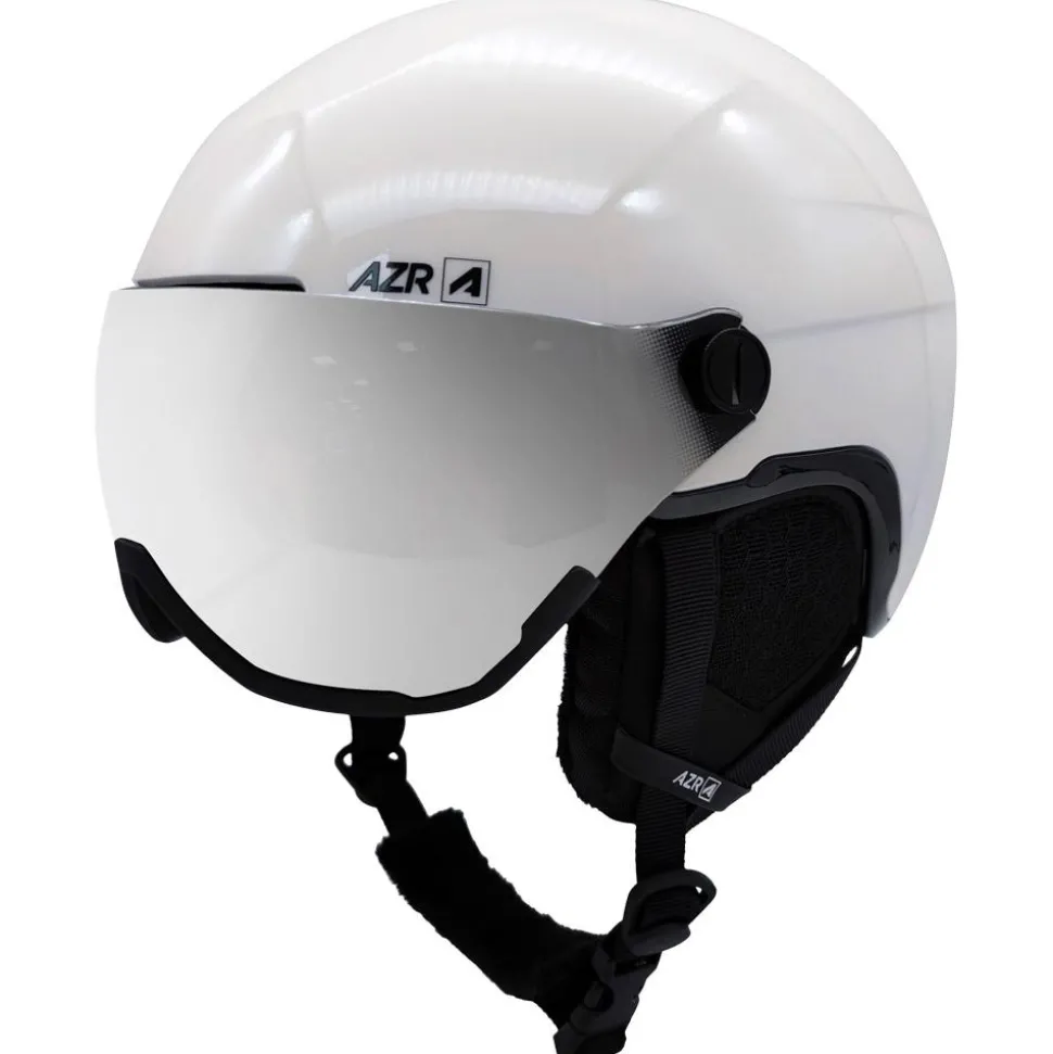 Casque visière AZR Orion Visor Blanc Nacré Noir Verni Gris Miroir + Yellow Visor