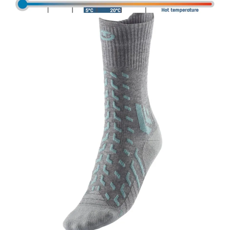 Chaussettes Therm-Ic Trekking Cool Light Crew Lady Gris Clair Turquoise