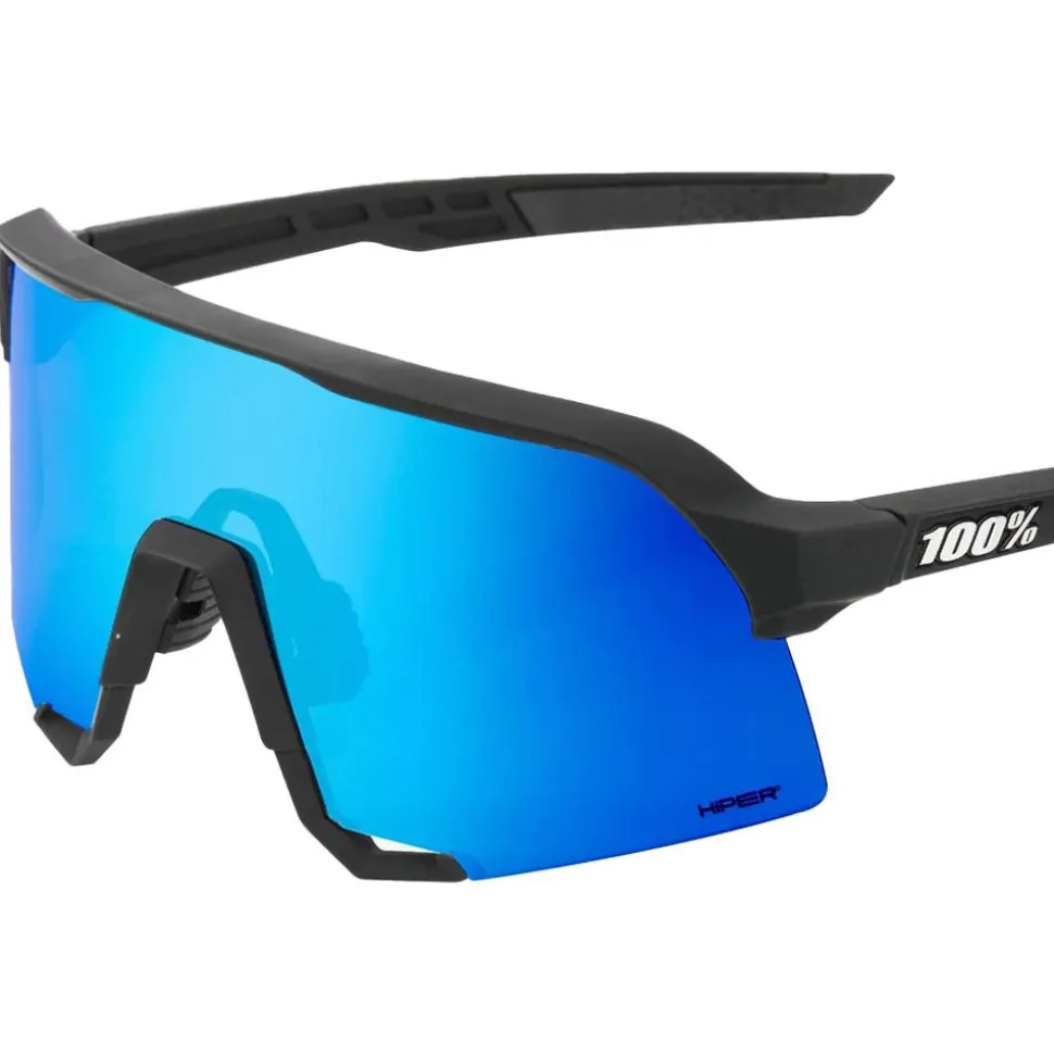 Lunettes de soleil 100% S3 Matte Black Hiper Blue Multilayer Mirror Lens