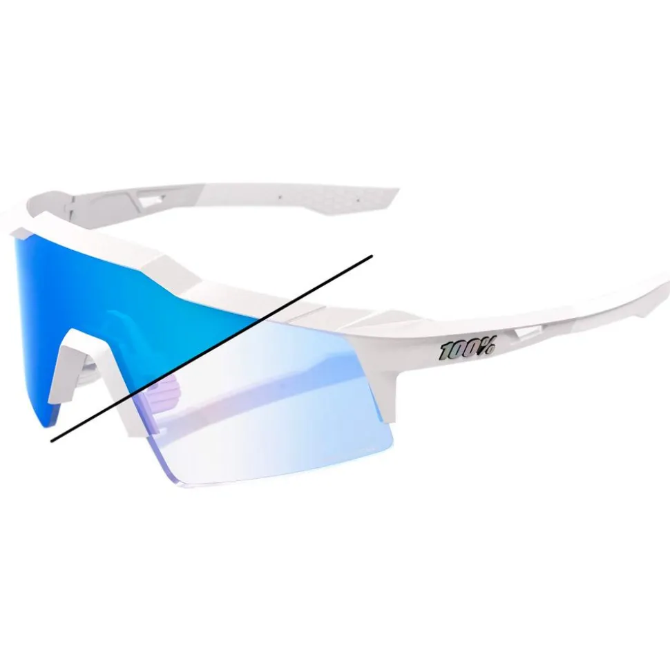 Lunettes de soleil 100% Speedcraft SL Bastille Pearl White Glitter Blue Mirror Photochromic Lens