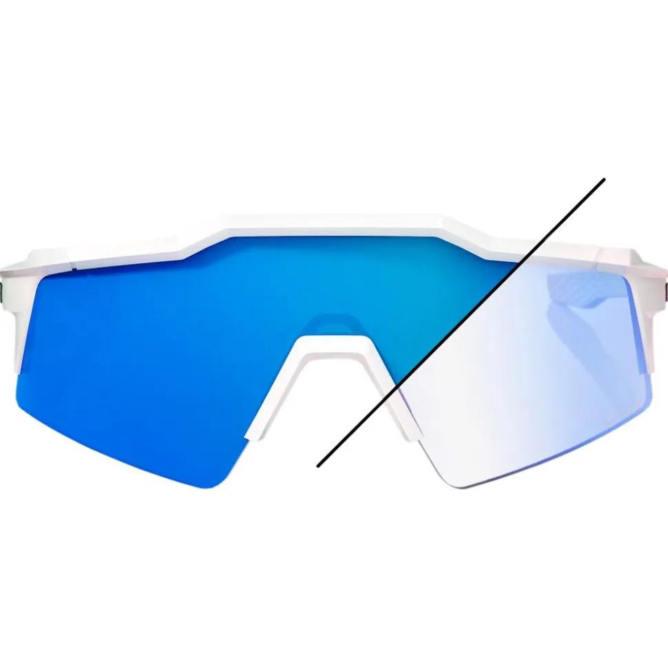 Lunettes de soleil 100% Speedcraft SL Bastille Pearl White Glitter Blue Mirror Photochromic Lens
