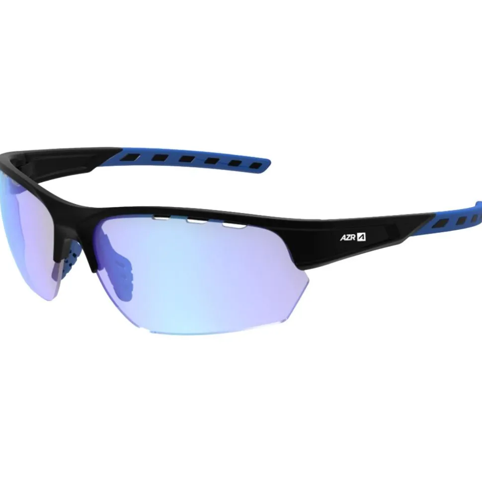 Lunettes de soleil AZR Izoard Noire Mate Bleue Photochromique Irisé Bleu