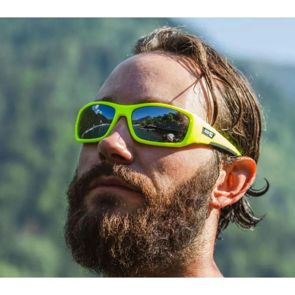 Lunettes de soleil AZR Nouméa Jaune Fluo Gris Miroir Polarized
