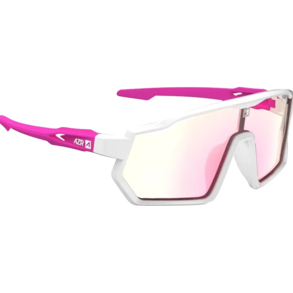 Lunettes de soleil AZR Pro Race Jr Rx Blanche Rose Vernie Photochromique Irisé Rose