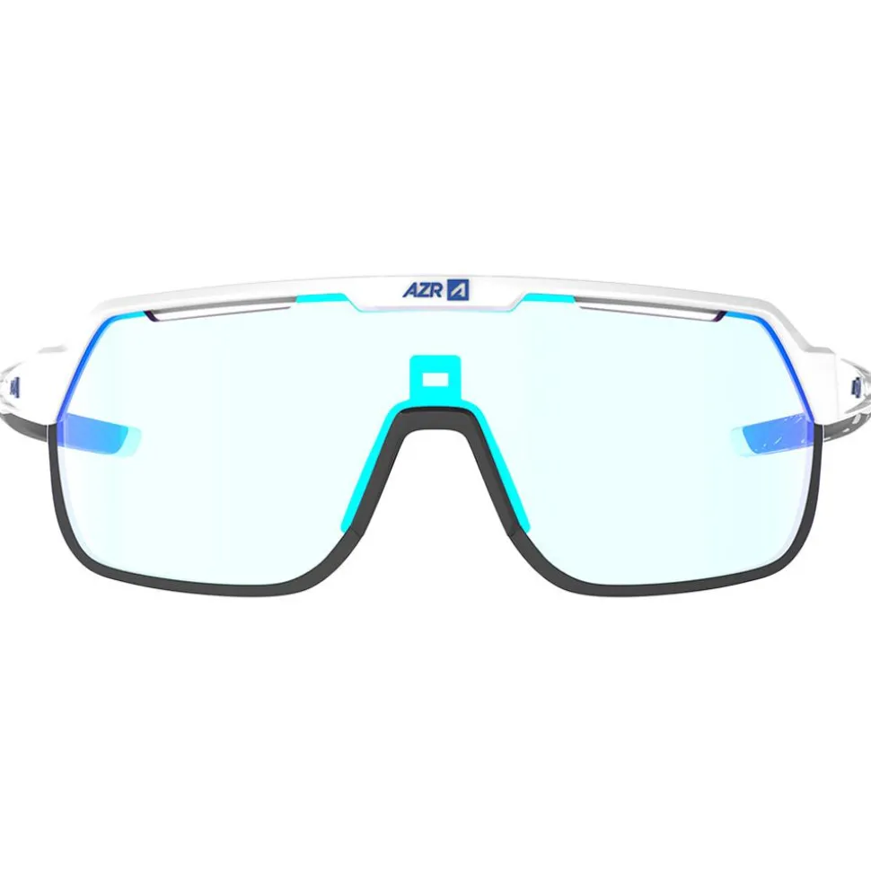 Lunettes de soleil AZR Victory Rx Blanche Vernie Photochromique Irisé Bleu