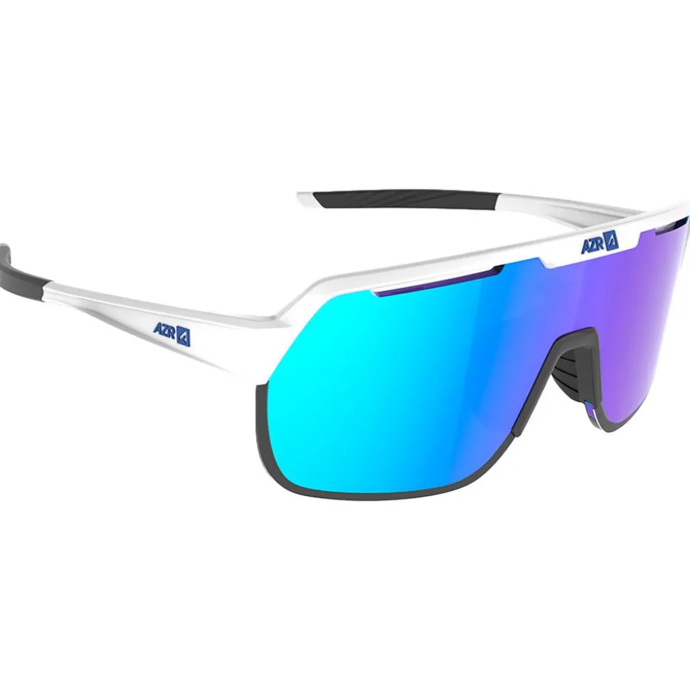 Lunettes de soleil AZR Victory Rx Blanche Vernie Photochromique Irisé Bleu