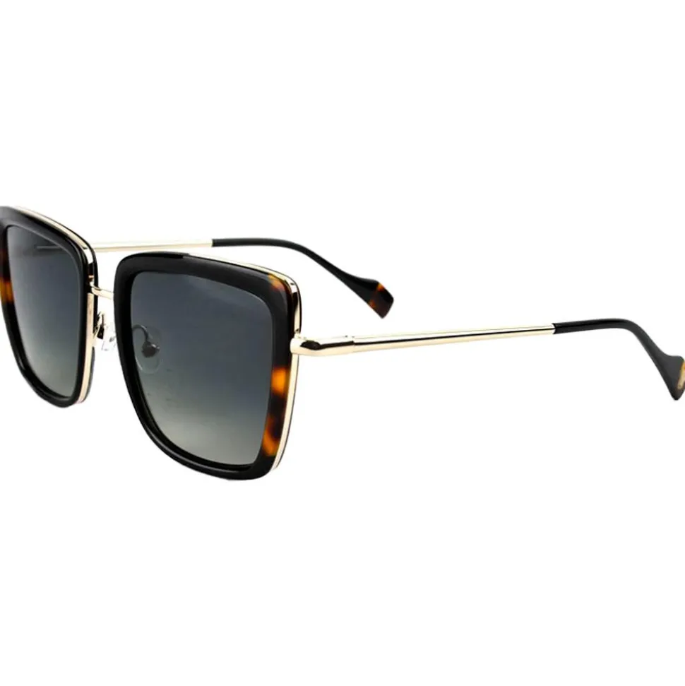 Lunettes de soleil Binocle Eyewear Carla Shiny Gold Black Gradient Grey Polarized