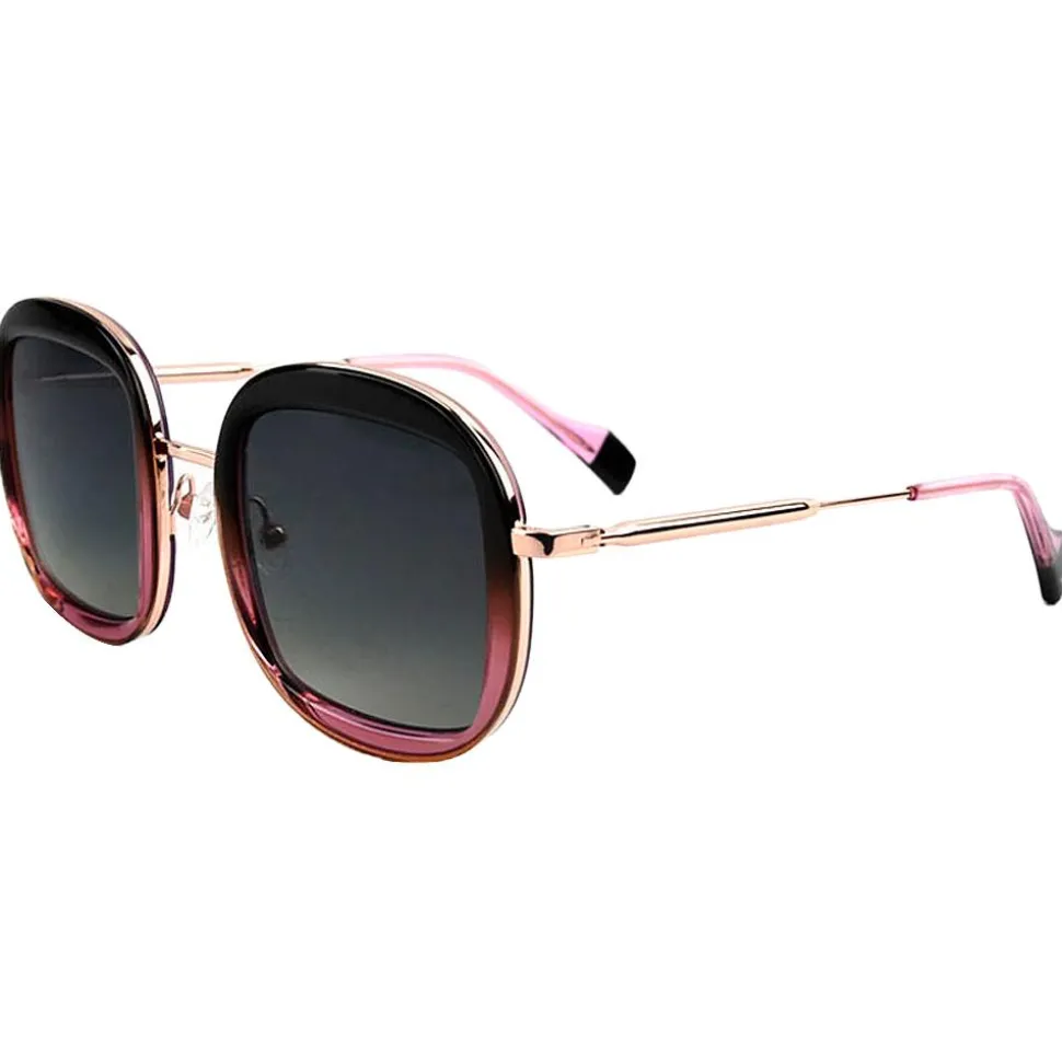 Lunettes de soleil Binocle Eyewear Selena Shiny Pink Gold Brown Purple Gradient Grey Polarized