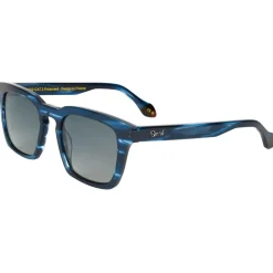 Lunettes de soleil Binocle Eyewear Matt Shiny Blue Wood Gradient Grey Polarized