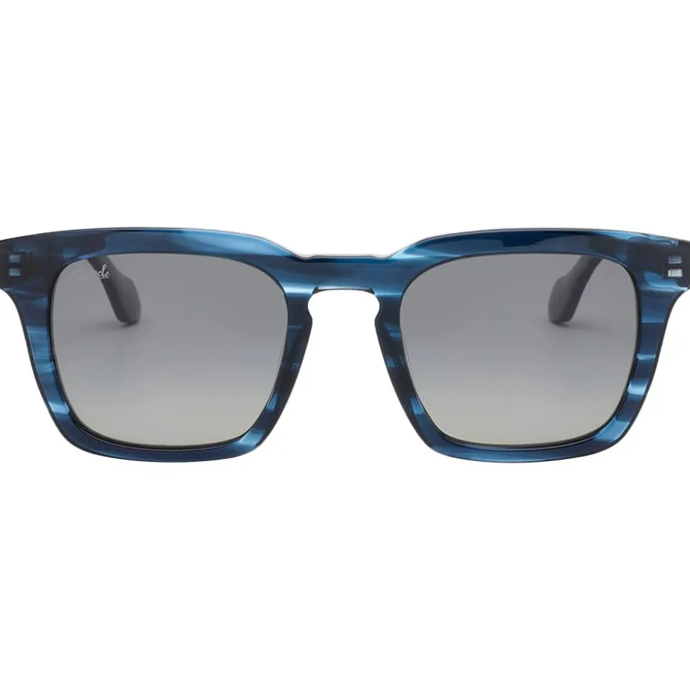 Lunettes de soleil Binocle Eyewear Matt Shiny Blue Wood Gradient Grey Polarized