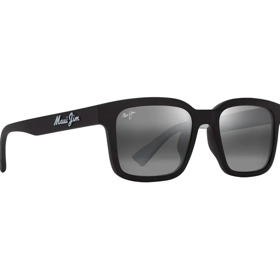 Lunettes de soleil Maui Jim Opiopio Asian Fit Noir Mat Dégradé Blanc Gris Neutre MauiPure