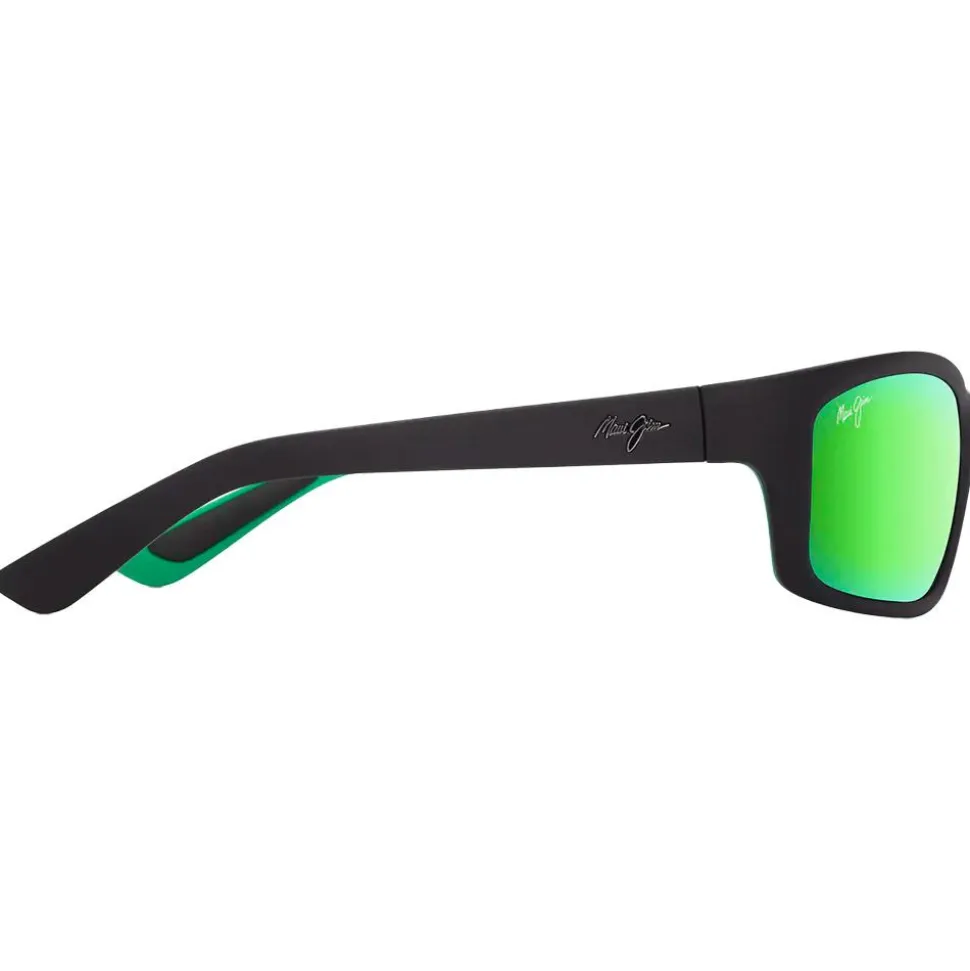 Lunettes de soleil Maui Jim Kanaio Coast Noir Mat Vert MauiGreen Minéral Superthin