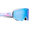 Masque de Ski AZR Meteor Otg Blanche Mate Full Bleu Glacier Multicouche + Jaune