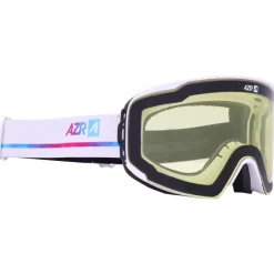 Masque de Ski AZR Meteor Otg Blanche Mate Full Bleu Glacier Multicouche + Jaune