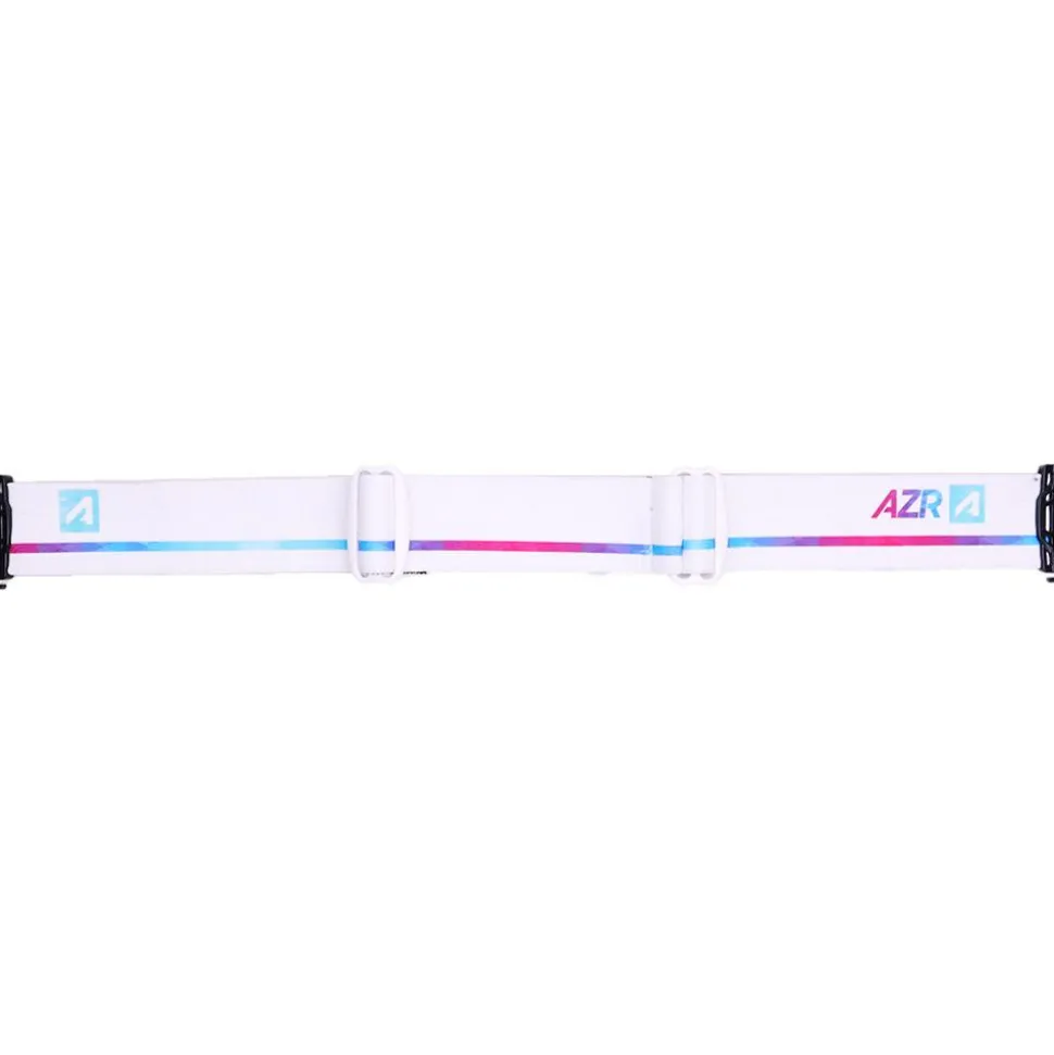 Masque de Ski AZR Meteor Otg Blanche Mate Full Bleu Glacier Multicouche + Jaune