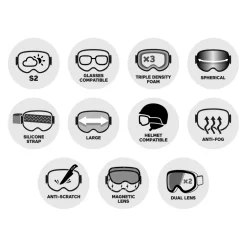 Masque de Ski Flaxta Episode Dull Grey Silver Mirror Lens