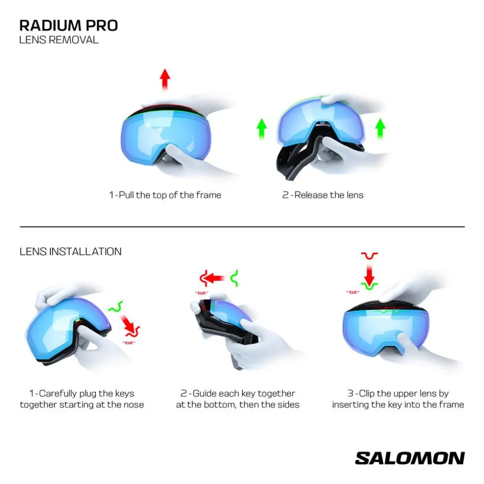 Masque de Ski Salomon Radium Pro Black Sigma Poppy Red + Sigma Light Blue