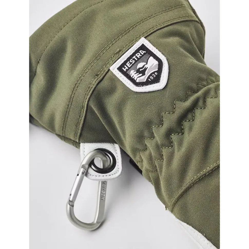 Moufles Hestra Army Leather Heli Ski Female Mitt Olive Offwhite